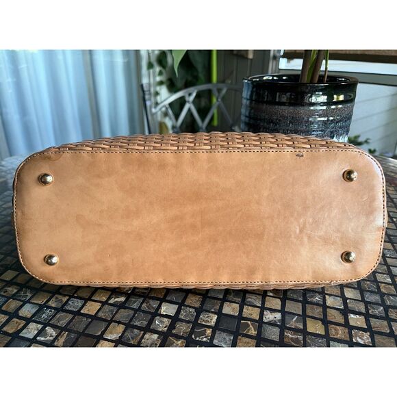 Brahmin Asher Tan Nantucket Basket Pattern Satchel Tote RARE Size - Picture 5 of 9